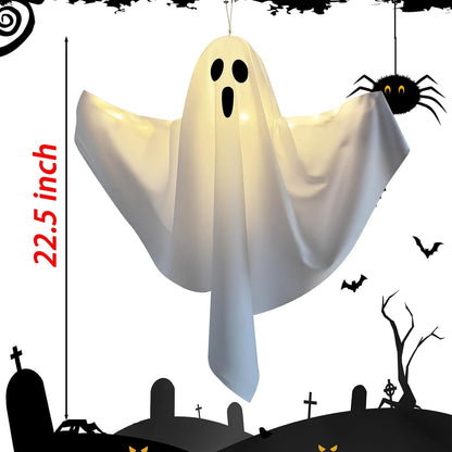 built-in white led light source in each ghost for nighttime glow