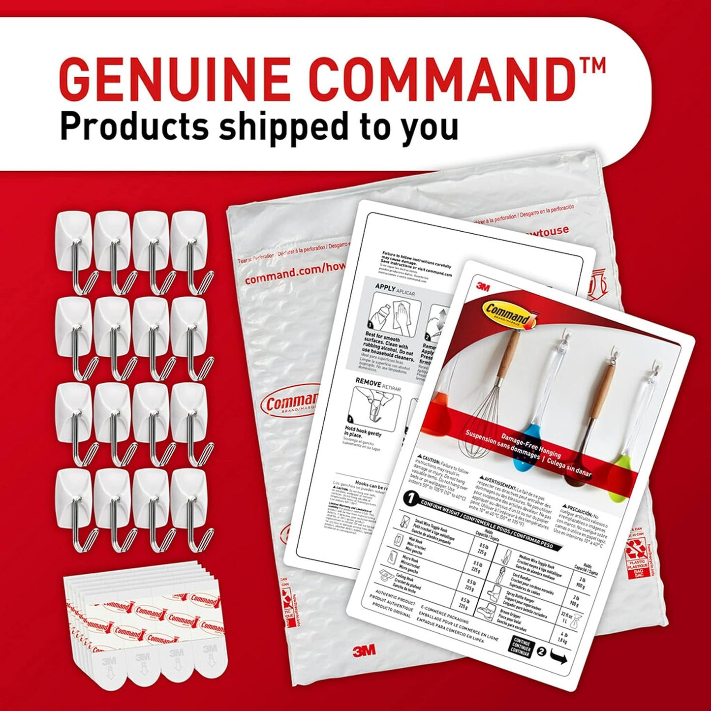 bulk packaging of 16 hooks and 24 strips (or 28-hook variant) for whole-home coverage
