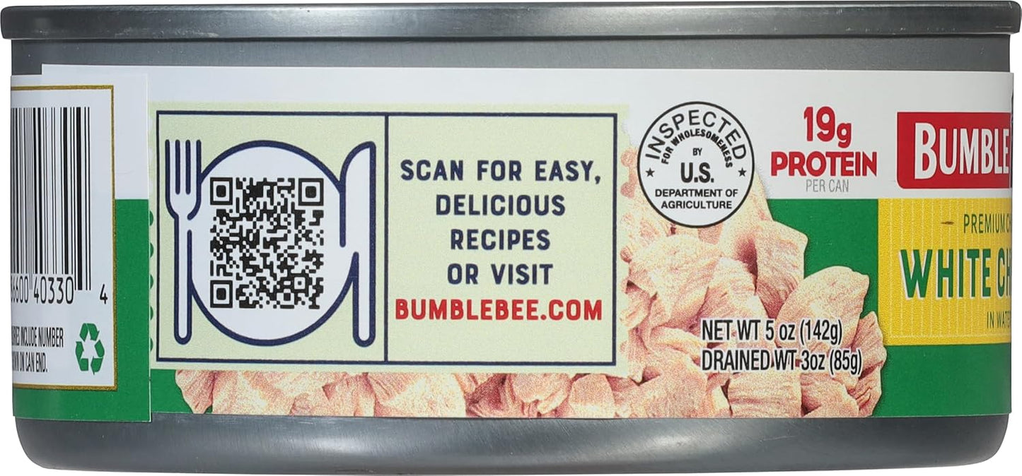 Bumble Bee Premium Chunk White Chicken 5 oz – No-Refrigeration Protein for Emergency Kits and Overland Travel