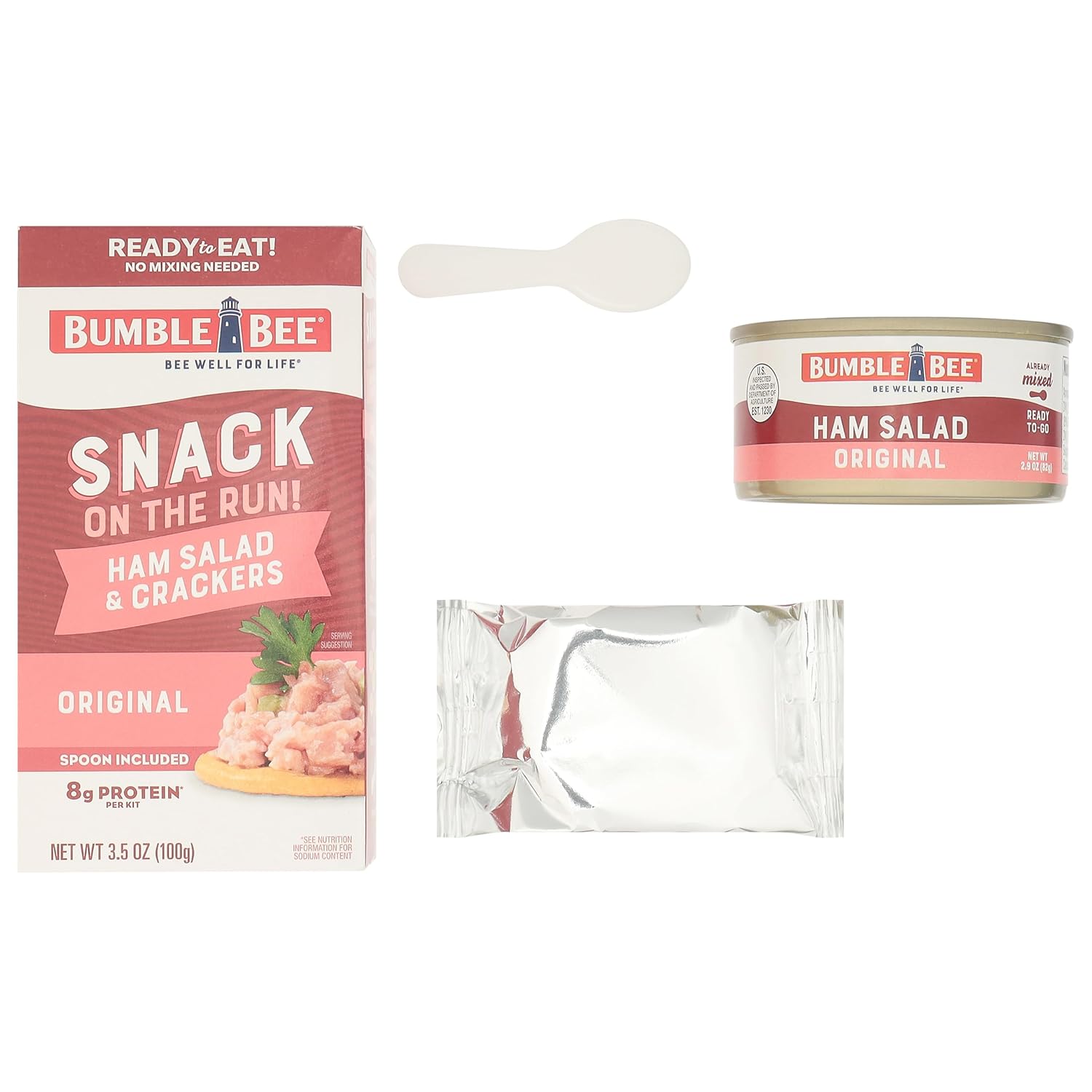 Bumble Bee Snack On The Run Ham Salad Kit - Single-Serve Protein for Shared Break Room Snack Stock