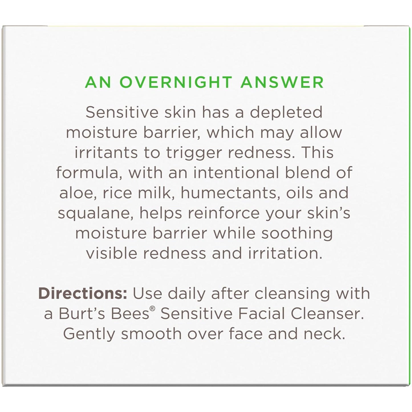Burt's Bees Aloe and Rice Milk Night Moisturizer – 98.8% Natural Sensitive Skin Care Gift for Friends Building a Clean Beauty Routine