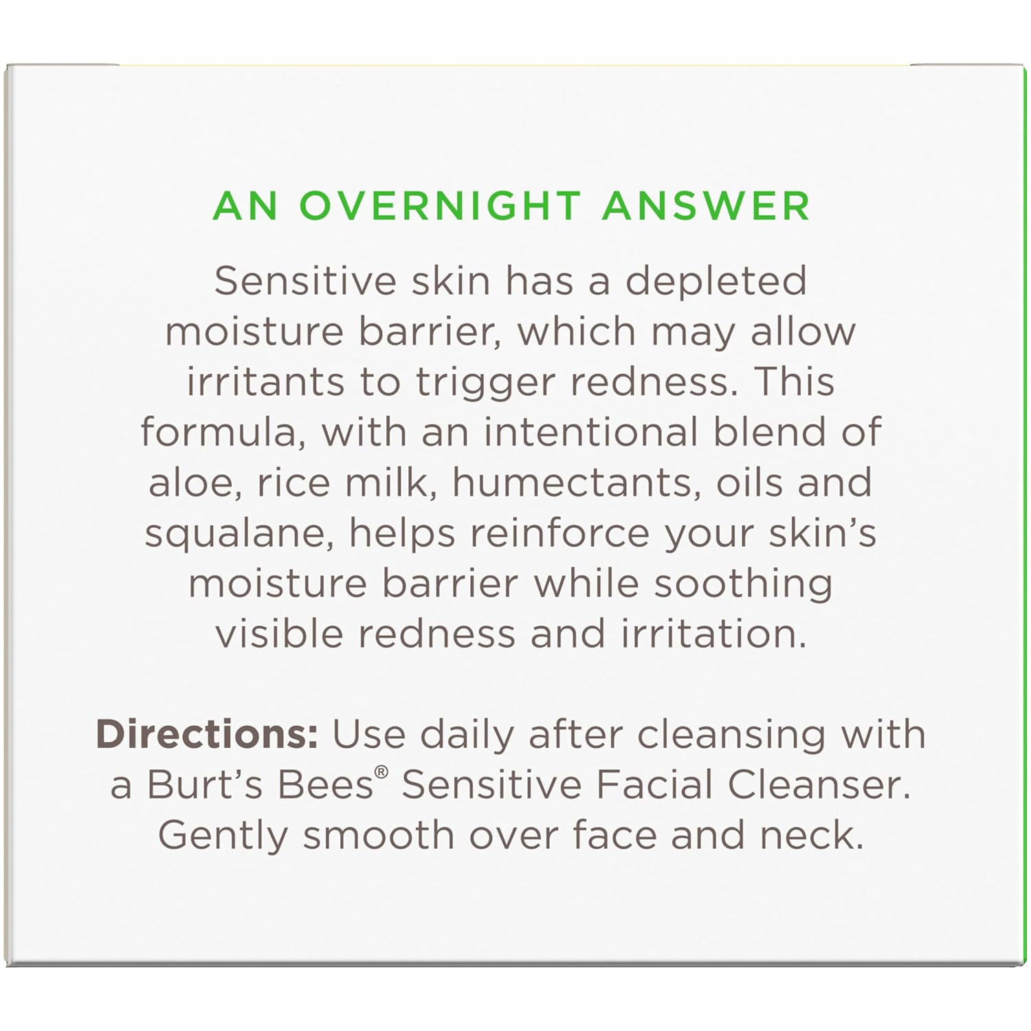 Burt's Bees Aloe and Rice Milk Night Moisturizer – 98.8% Natural Sensitive Skin Care Gift for Friends Building a Clean Beauty Routine