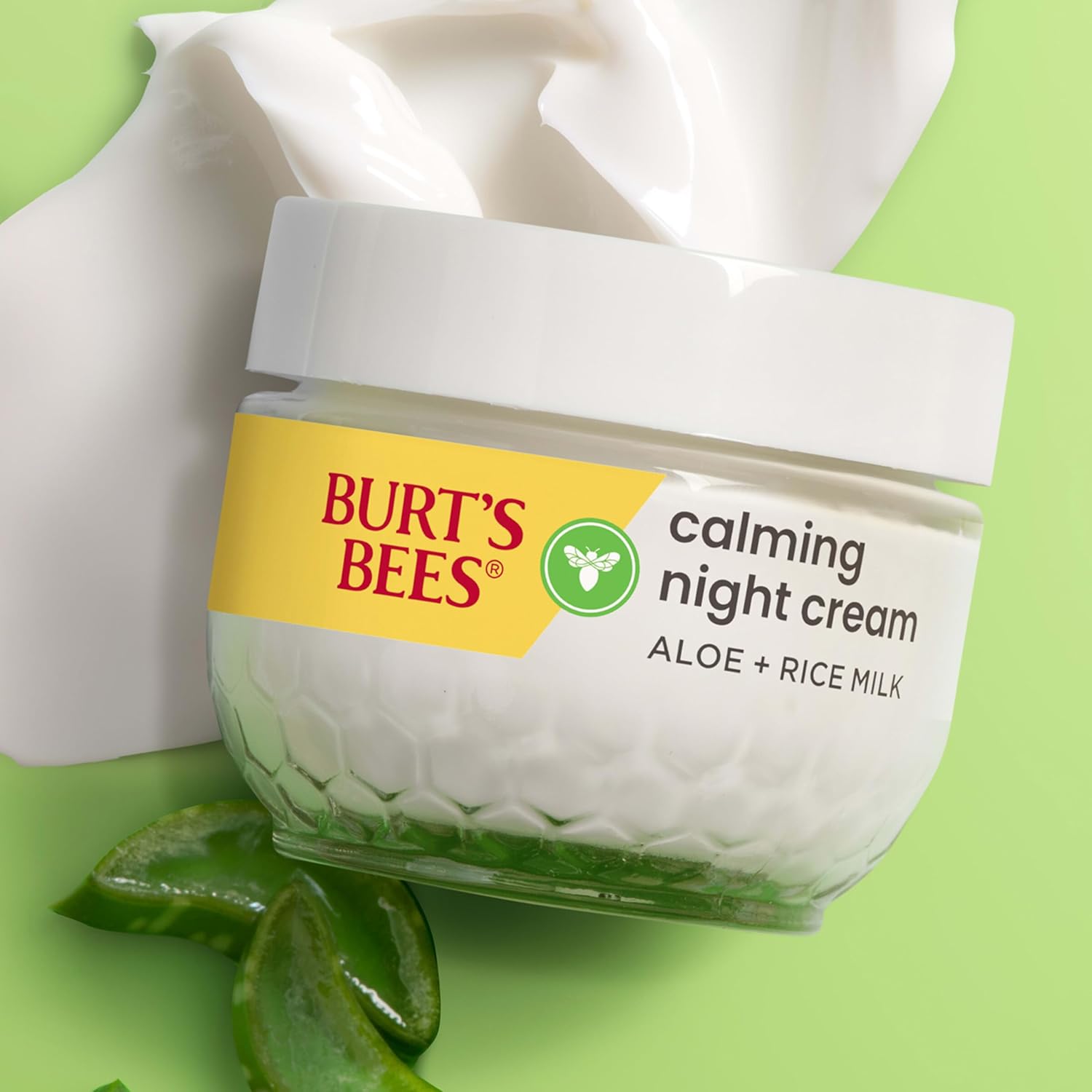 Burt's Bees Aloe and Rice Milk Night Moisturizer – 98.8% Natural Sensitive Skin Care Gift for Friends Building a Clean Beauty Routine