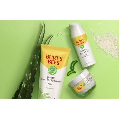 Burt's Bees Aloe and Rice Milk Night Moisturizer – 98.8% Natural Sensitive Skin Care Gift for Friends Building a Clean Beauty Routine