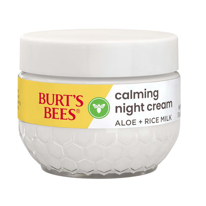 Burt's Bees Aloe and Rice Milk Night Moisturizer – 98.8% Natural Sensitive Skin Care Gift for Friends Building a Clean Beauty Routine