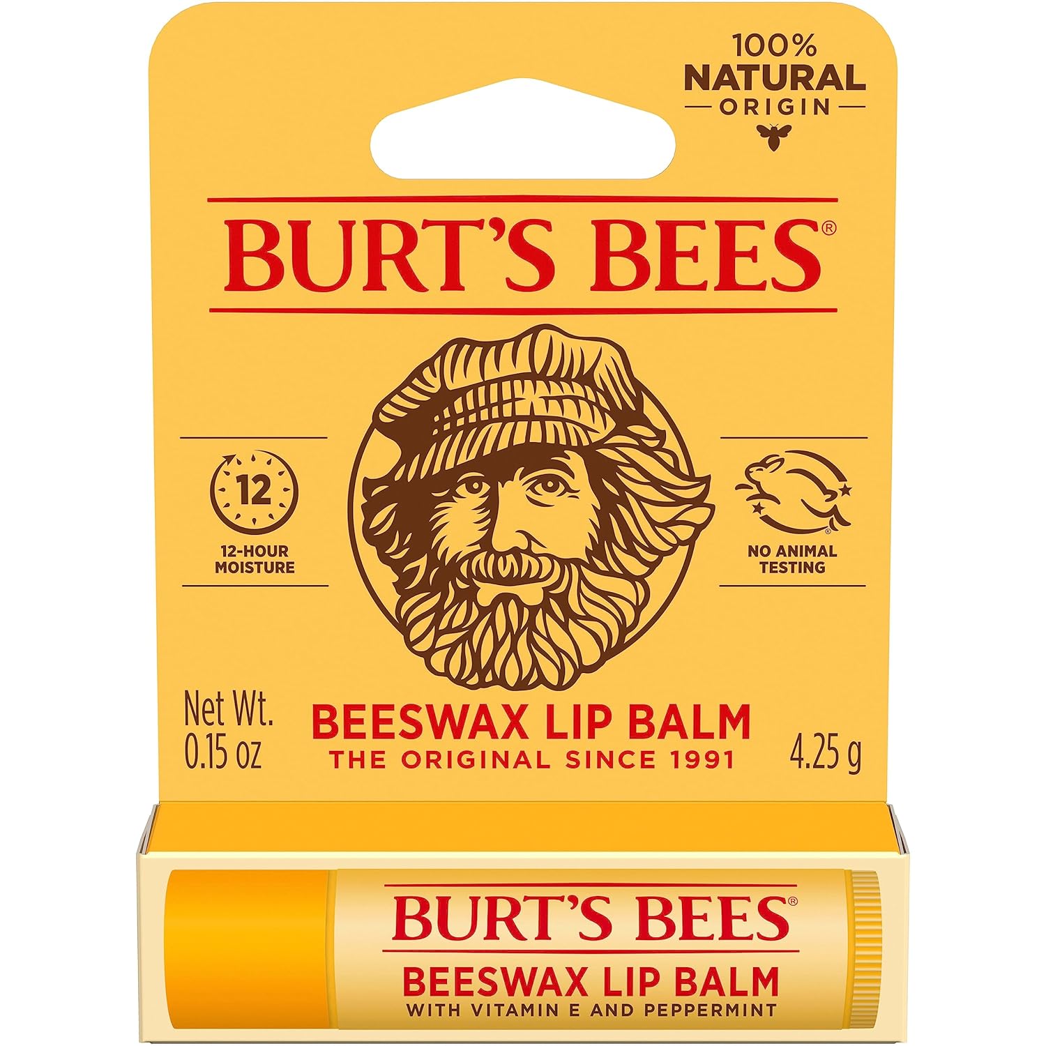 Burt's Bees Beeswax Lip Balm – Outdoor Dining and Travel Day Lip Protection, TSA Approved