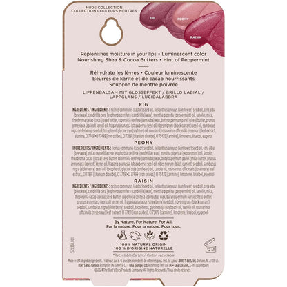 Burt's Bees Moisturizing Tinted Lip Trio – Compact Glowy Color for Camping, Hiking, and Open-Air Days