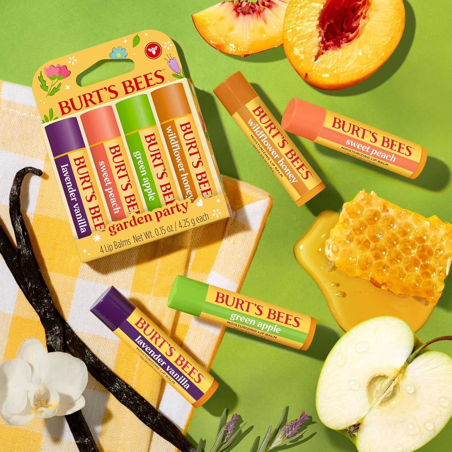 Burt's Bees Natural Lip Balm Variety – Intentional Daily Skincare with 100% Natural Origin, 4 Pack