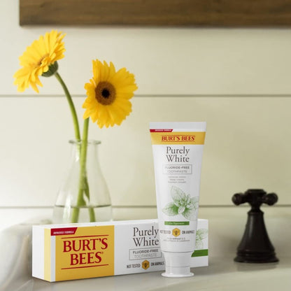 Burt's Bees Natural Toothpaste – Minimalist Fluoride-Free Zen Peppermint Tube for Effortless Neutral-Toned Bathroom Styling