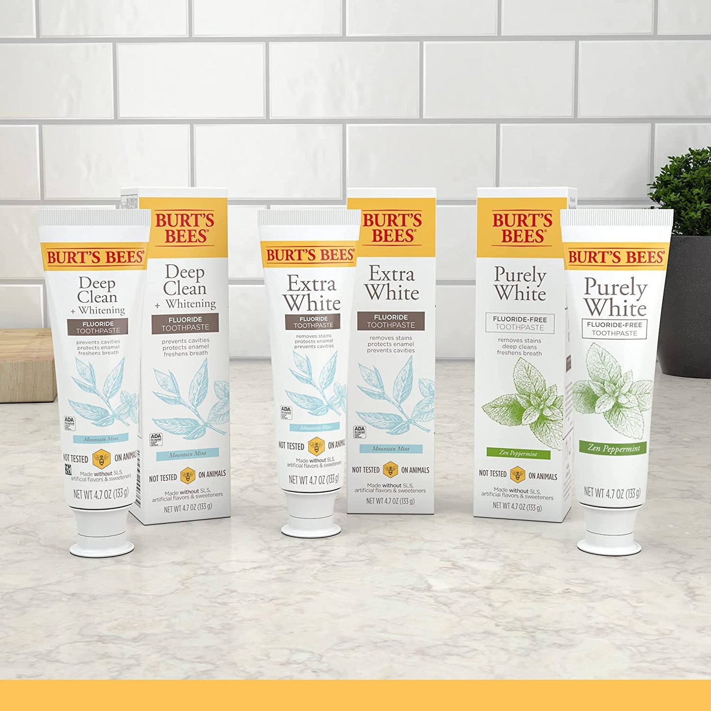 Burt's Bees Natural Toothpaste – Minimalist Fluoride-Free Zen Peppermint Tube for Effortless Neutral-Toned Bathroom Styling