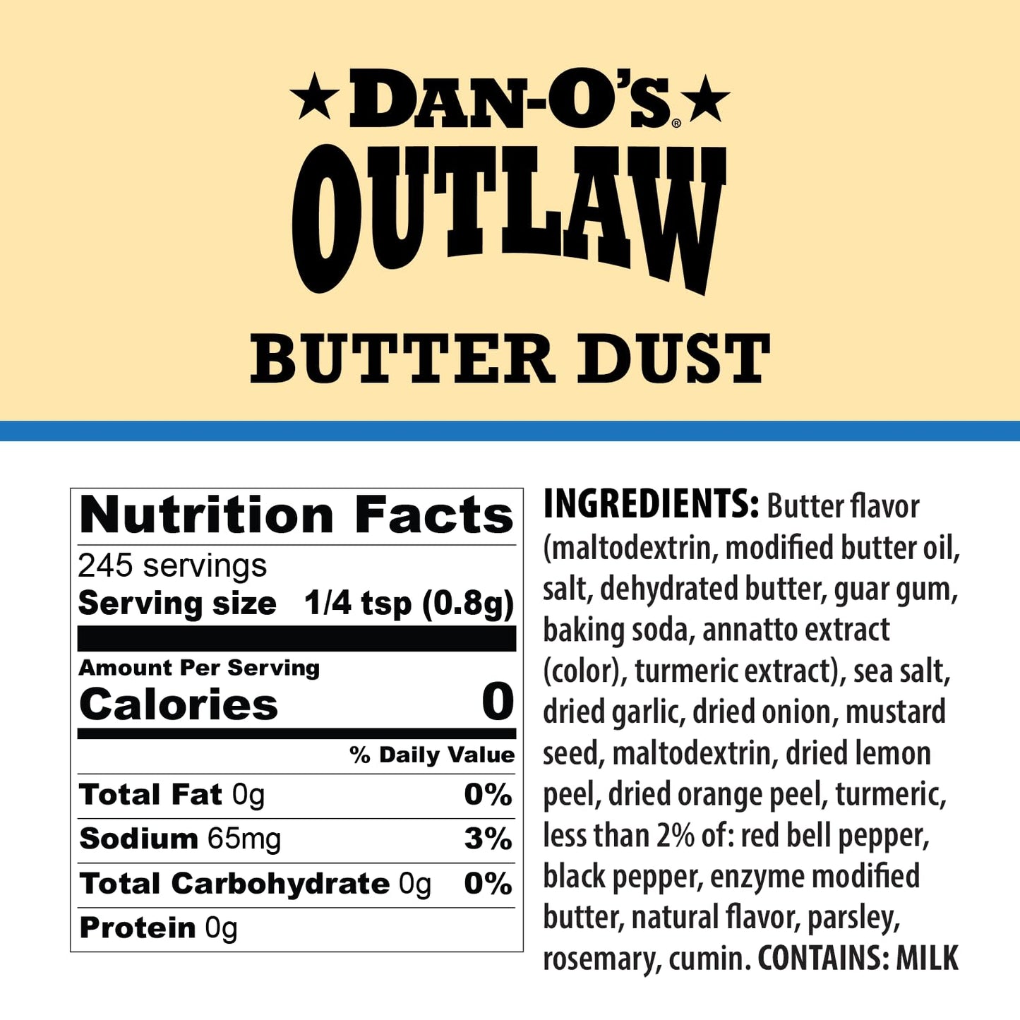 butter flavor base built from modified butter oil, dehydrated butter, and natural butter flavorings