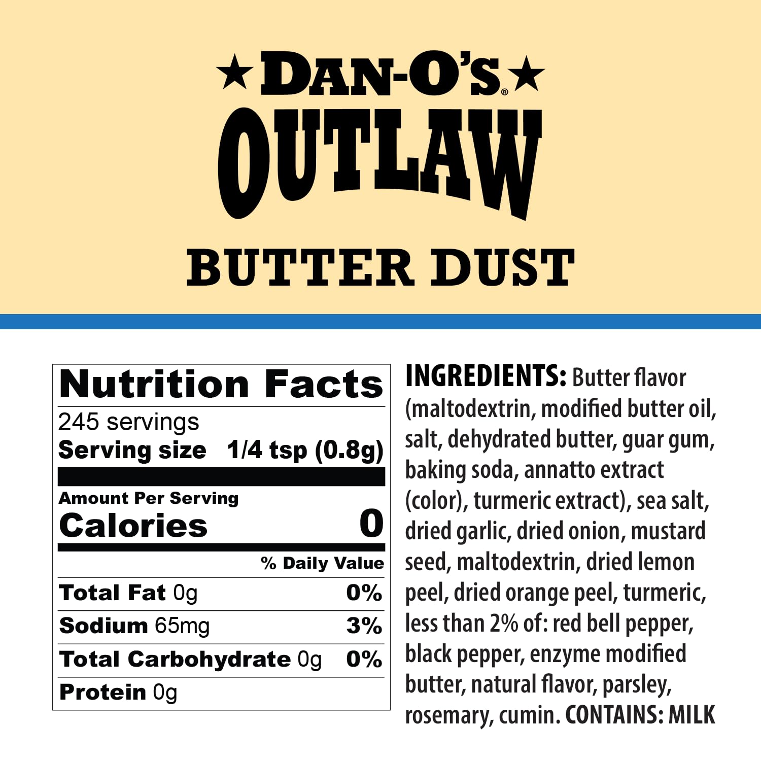 butter flavor base built from modified butter oil, dehydrated butter, and natural butter flavorings