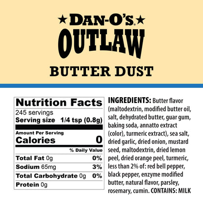 butter flavor base built from modified butter oil, dehydrated butter, and natural butter flavorings