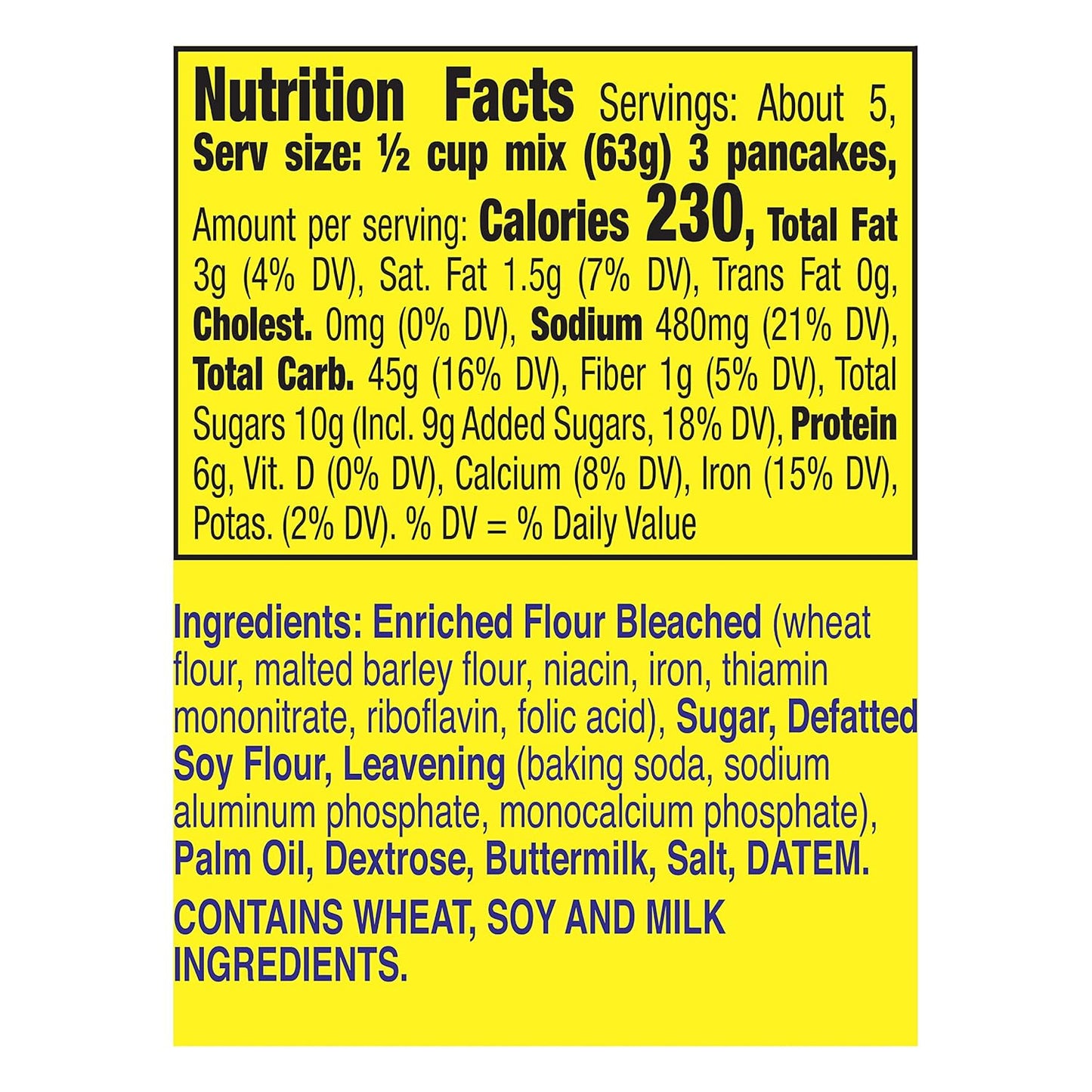 buttermilk pancake formula producing 12 to 15 standard pancakes per container