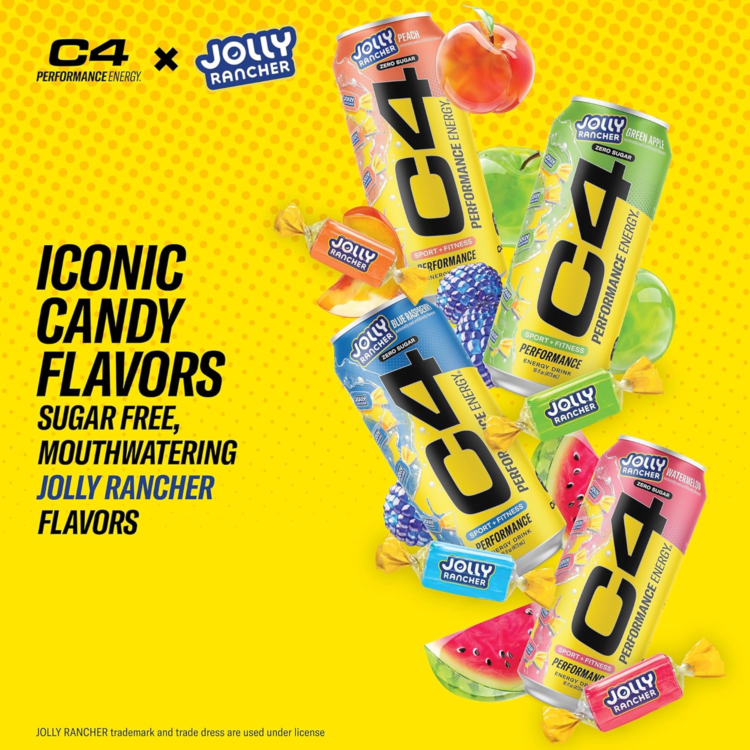 C4 Jolly Rancher Green Apple Energy – Fitness Studio Clean Energy Option, Carbonated Sugar-Free Drink with Clinically Studied Ingredients