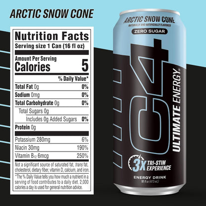 C4 Ultimate Sugar Free Performance Drink for Wellness Focused Athletes and Recovery Friendly Energy, 16oz Pack of 12