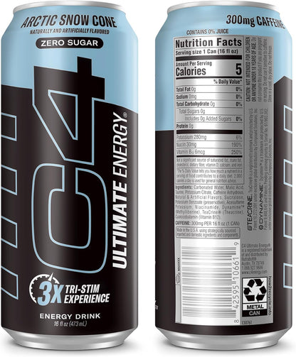 C4 Ultimate Sugar Free Performance Drink for Wellness Focused Athletes and Recovery Friendly Energy, 16oz Pack of 12