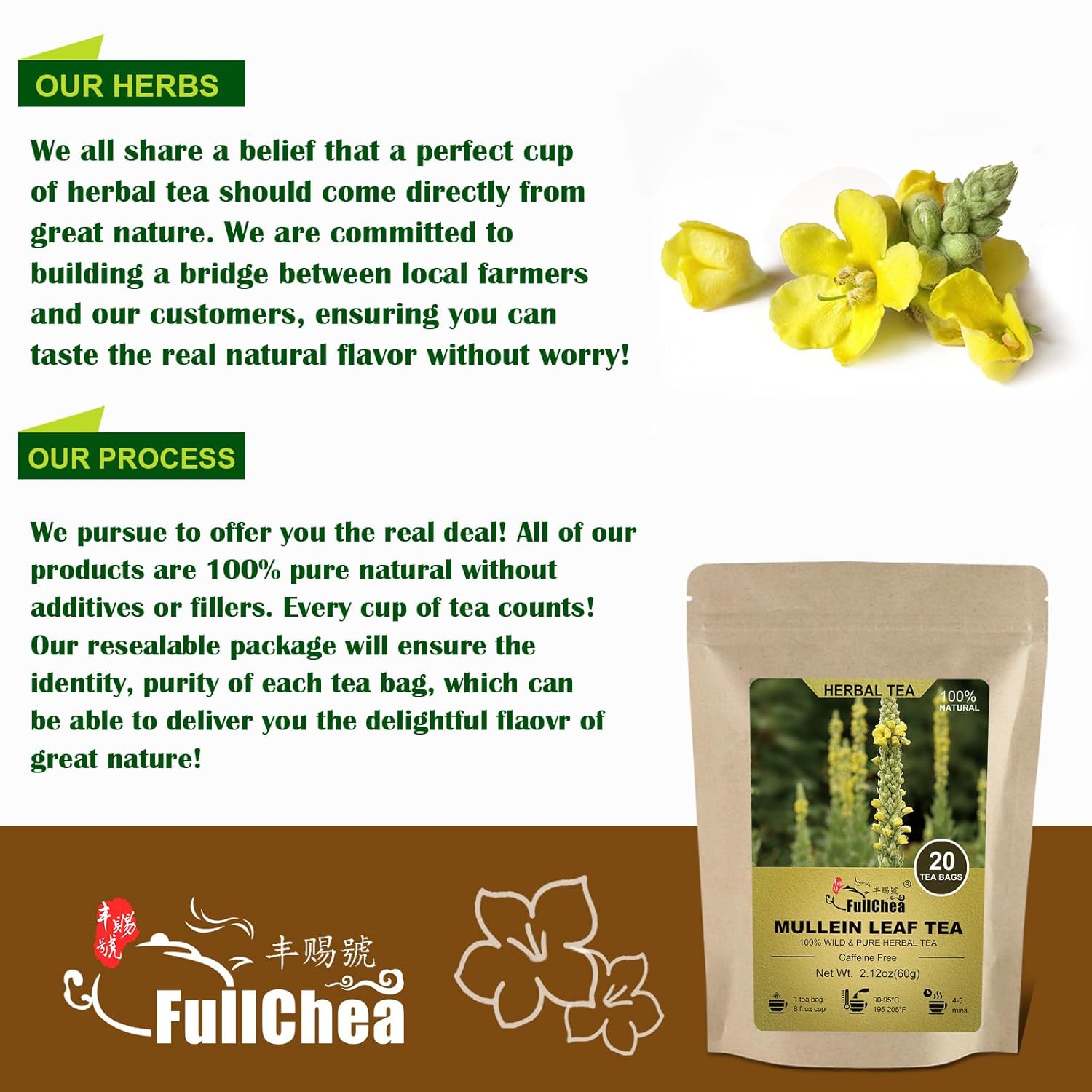 caffeine-free and non-gmo across the herbal range; counts from 20 to 120 teabags per box