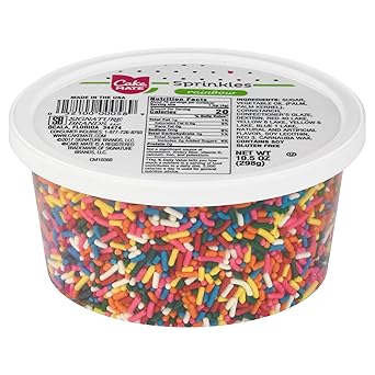 Cake Mate Rainbow Jimmies – Vibrant Dessert Sprinkles for Styled Birthday Cakes, Sundae Bars, and Dessert Buffet Tables, 10.5 oz Tub