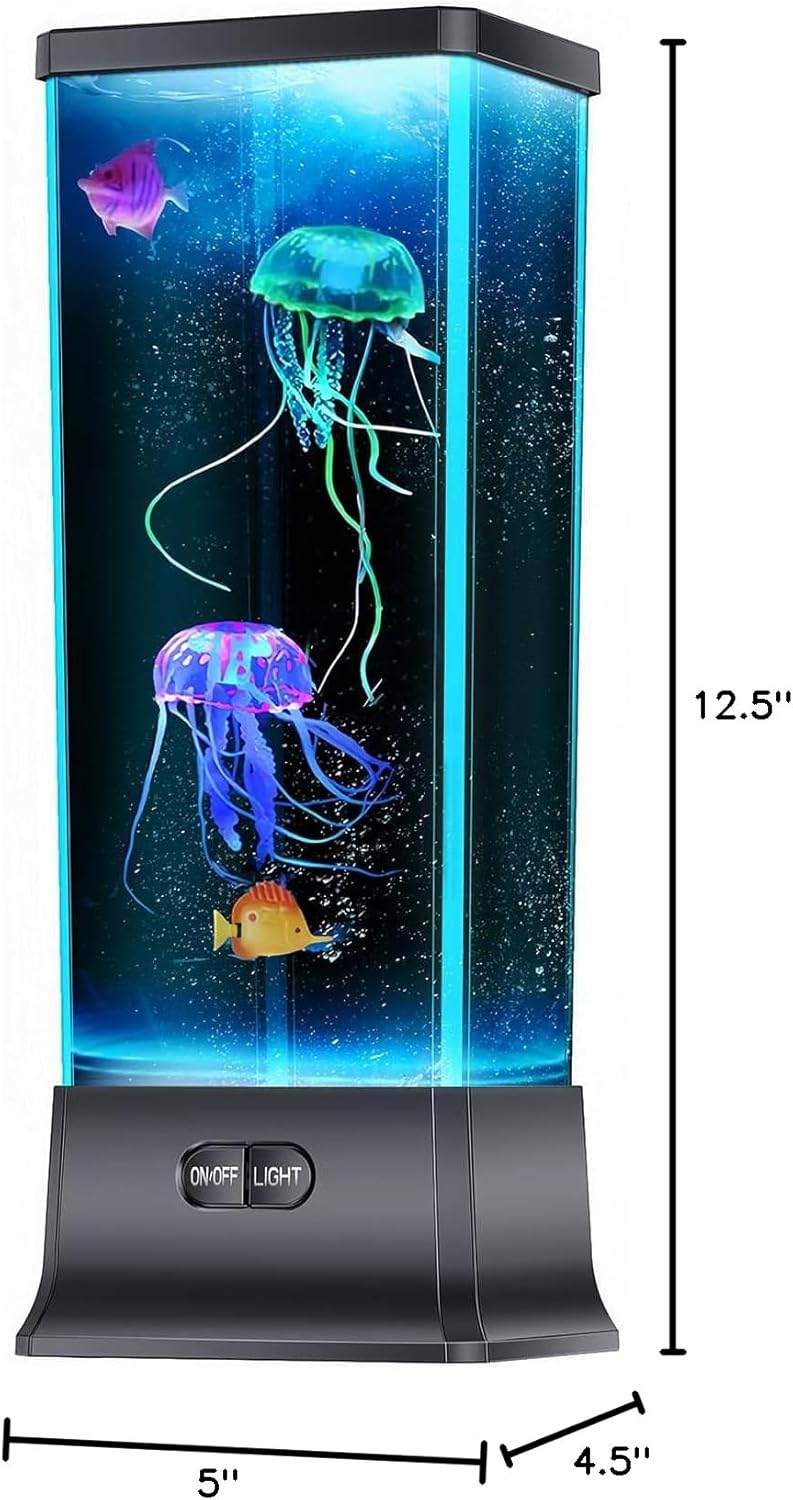 CALOVER LED Jellyfish Lamp – Anxiety-Relief Ambient Light, Quiet Aquarium Glow for Self-Care Evenings