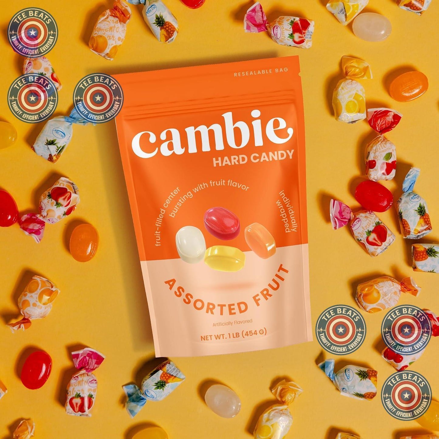 Cambie Bulk Fruit Hard Candy Resealable Pouch – Workplace Break Room Supply for High-Traffic Staff Areas