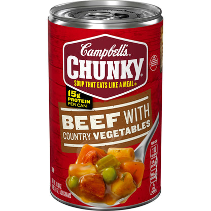 Campbell's Beef Soup with Vegetables – Affordable Family Dinner Starter to Stretch a Meal, 18.8 Oz