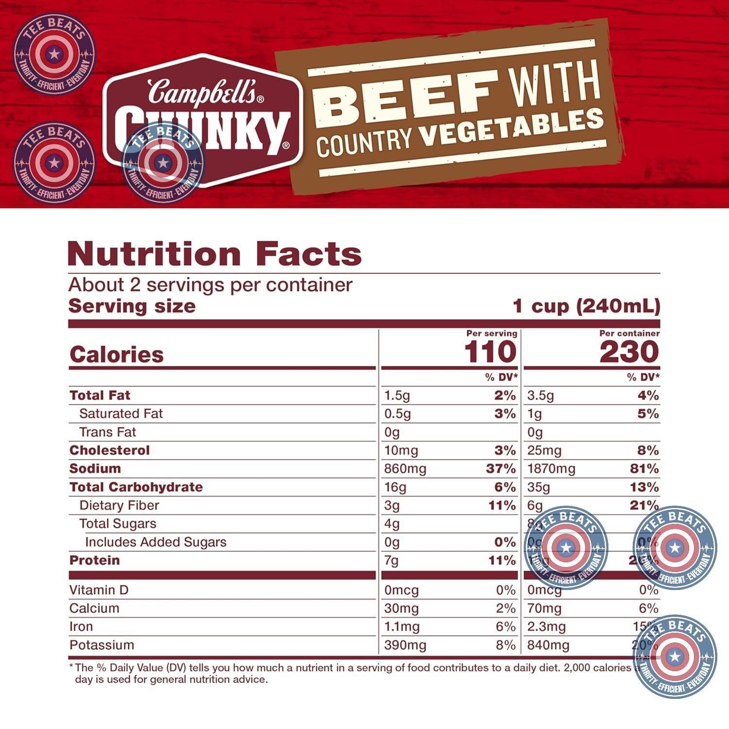 Campbell's Beef Soup with Vegetables – Affordable Family Dinner Starter to Stretch a Meal, 18.8 Oz