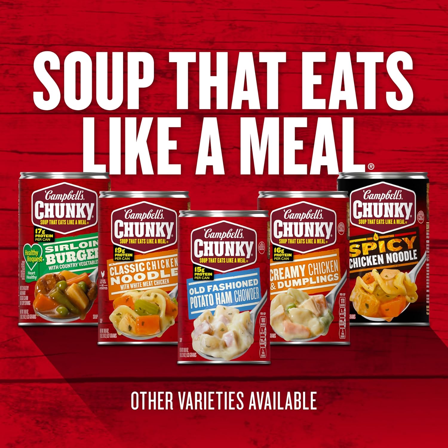 Campbell's Beef Soup with Vegetables – Chunky Vegetable-Rich Lunch for Clean-Eating Goals, 18.8 Oz