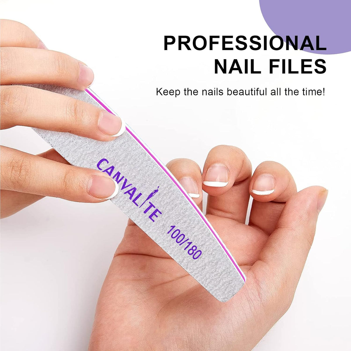 Canvalite Washable Nail File Kit – Calming Fingernail Grooming Ritual, 100/180 Grit Emery Board for Vanity Tables