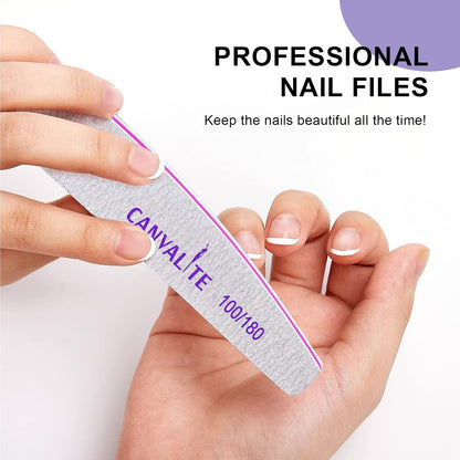 Canvalite Washable Nail File Kit – Calming Fingernail Grooming Ritual, 100/180 Grit Emery Board for Vanity Tables