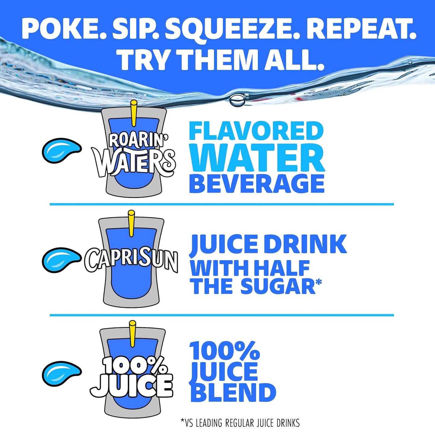 Capri Sun Roarin' Waters Tropical Punch – Better-for-You Pantry Drink Swap, Tropical Punch, 40 ct
