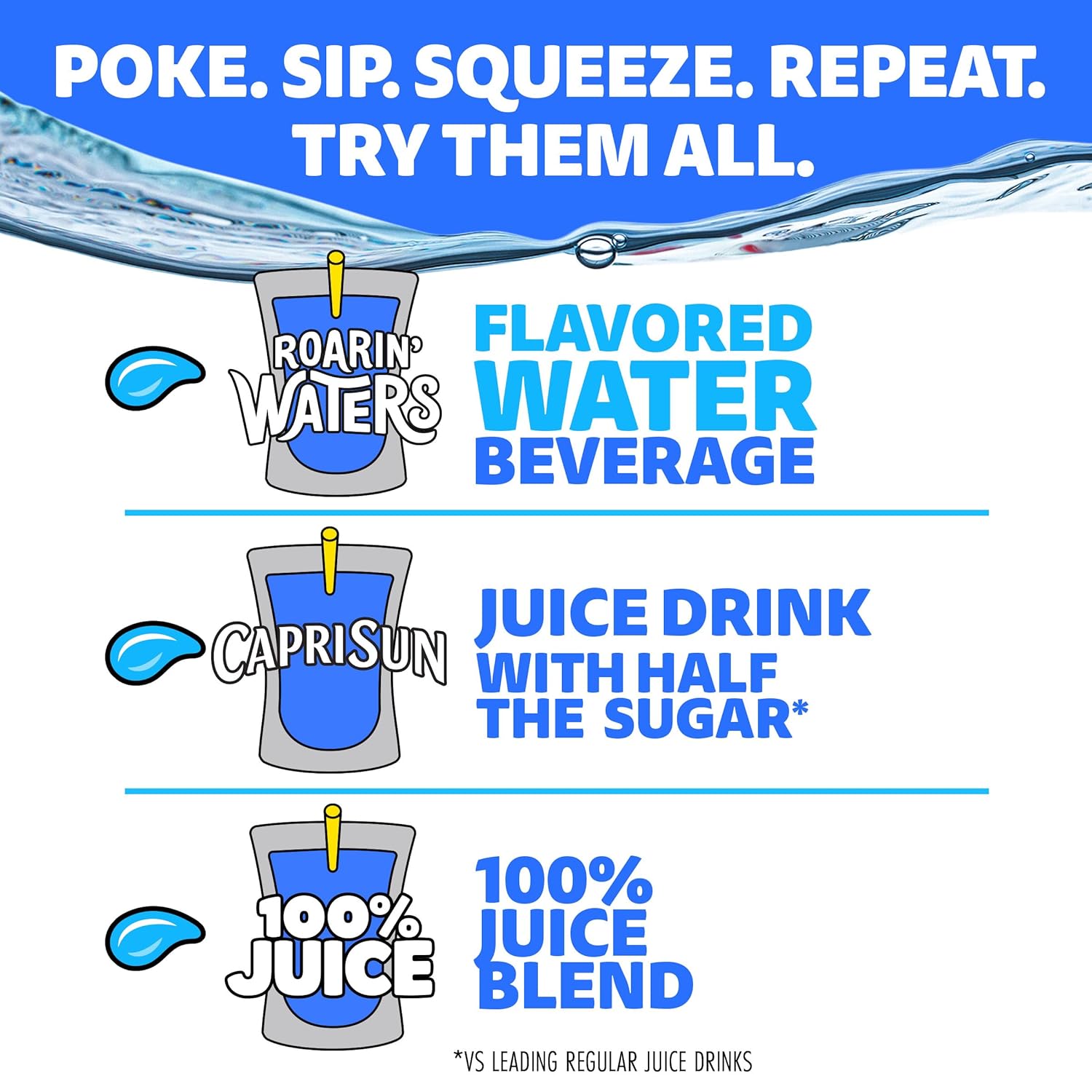 Capri Sun Roarin' Waters Tropical Punch – Better-for-You Pantry Drink Swap, Tropical Punch, 40 ct