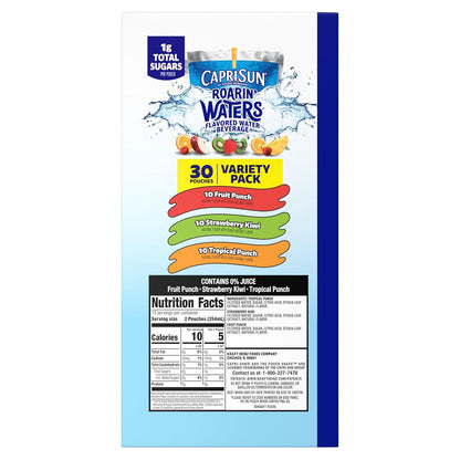 Capri Sun Roarin' Waters Variety Pack – Clean Ingredient Hydration to Replace Sugary Drinks in Your Pantry, 30 ct
