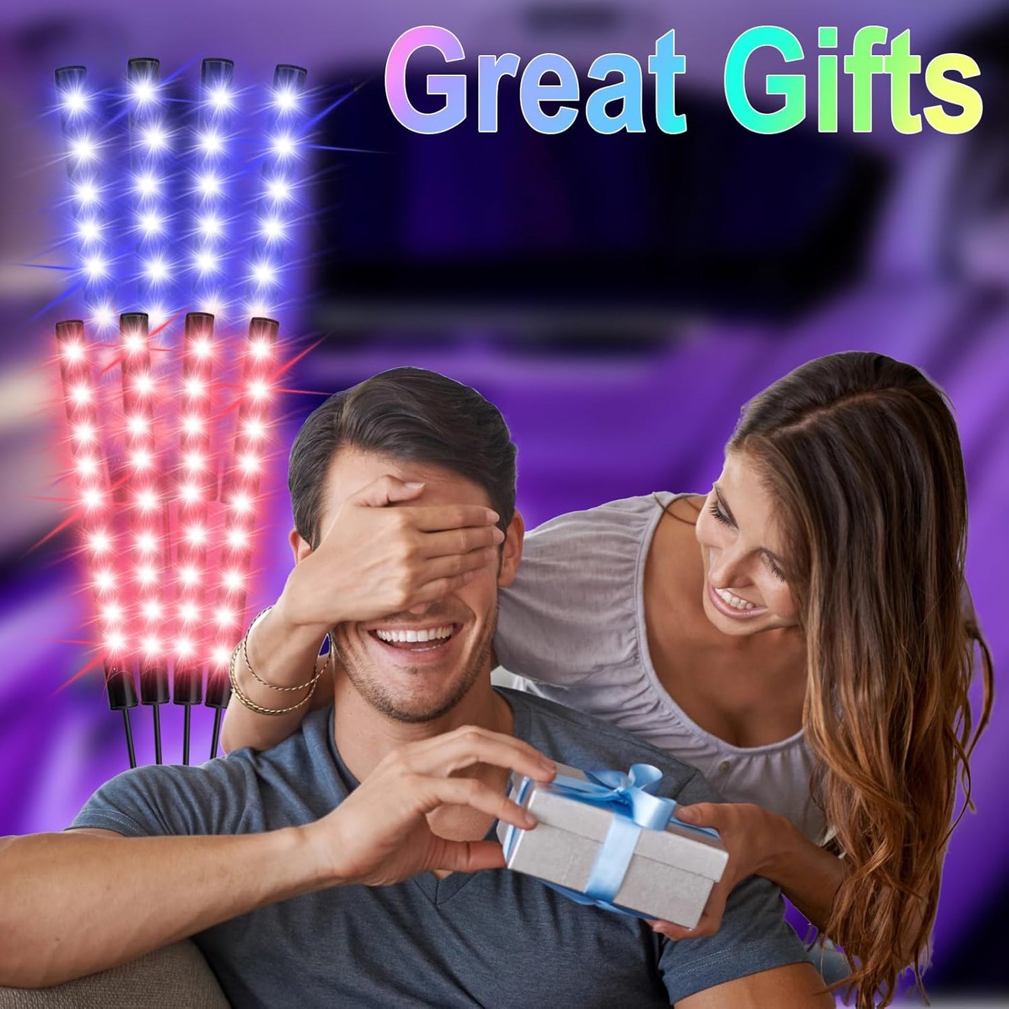 Car Interior Mood Lights for Family Drivers, Peel-and-Stick LED Strips Safe for Kids' Car Seats Area, 16M Colors Music Sync Lighting