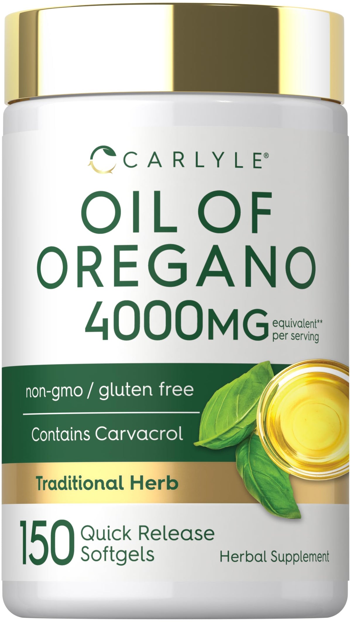 Carlyle Oregano Oil Supplement | 150 Softgel Capsules | Contains Carvacrol | Non-GMO &amp;amp; Gluten Free Formula