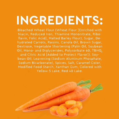 carrot cake variety made with real carrots and without artificial fd&c colors