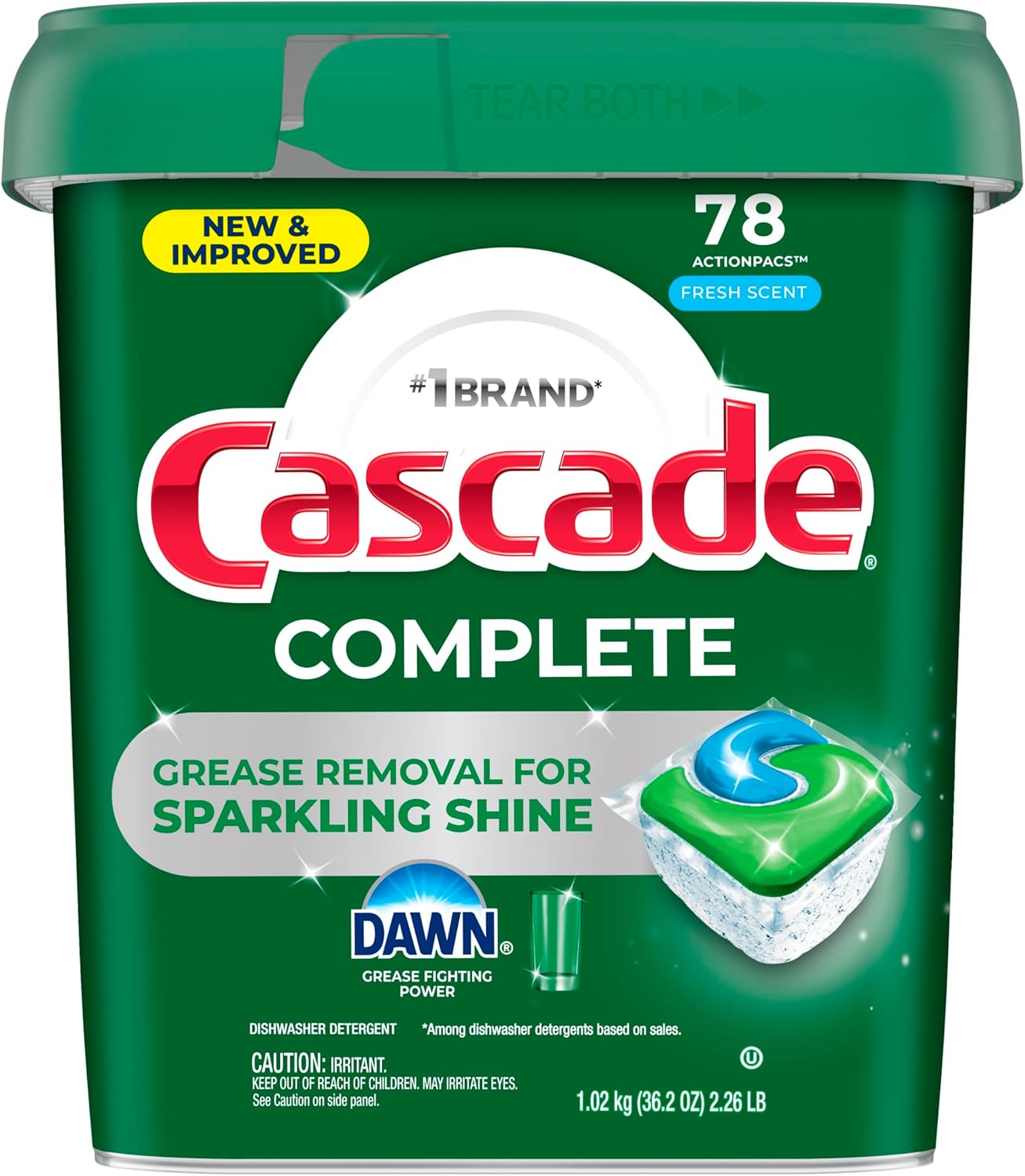 Cascade Complete Dishwasher Pods – Portable Cleaning Solution for Vacation Rental Kitchens, 78 Count