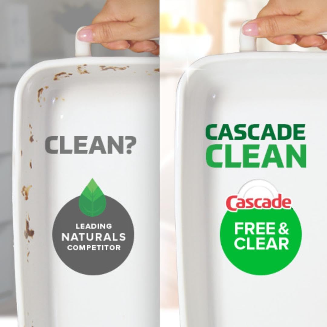 Cascade Free & Clear Dish Detergent for Busy Parent Kitchens, Gentle Clean for Children’s Tableware
