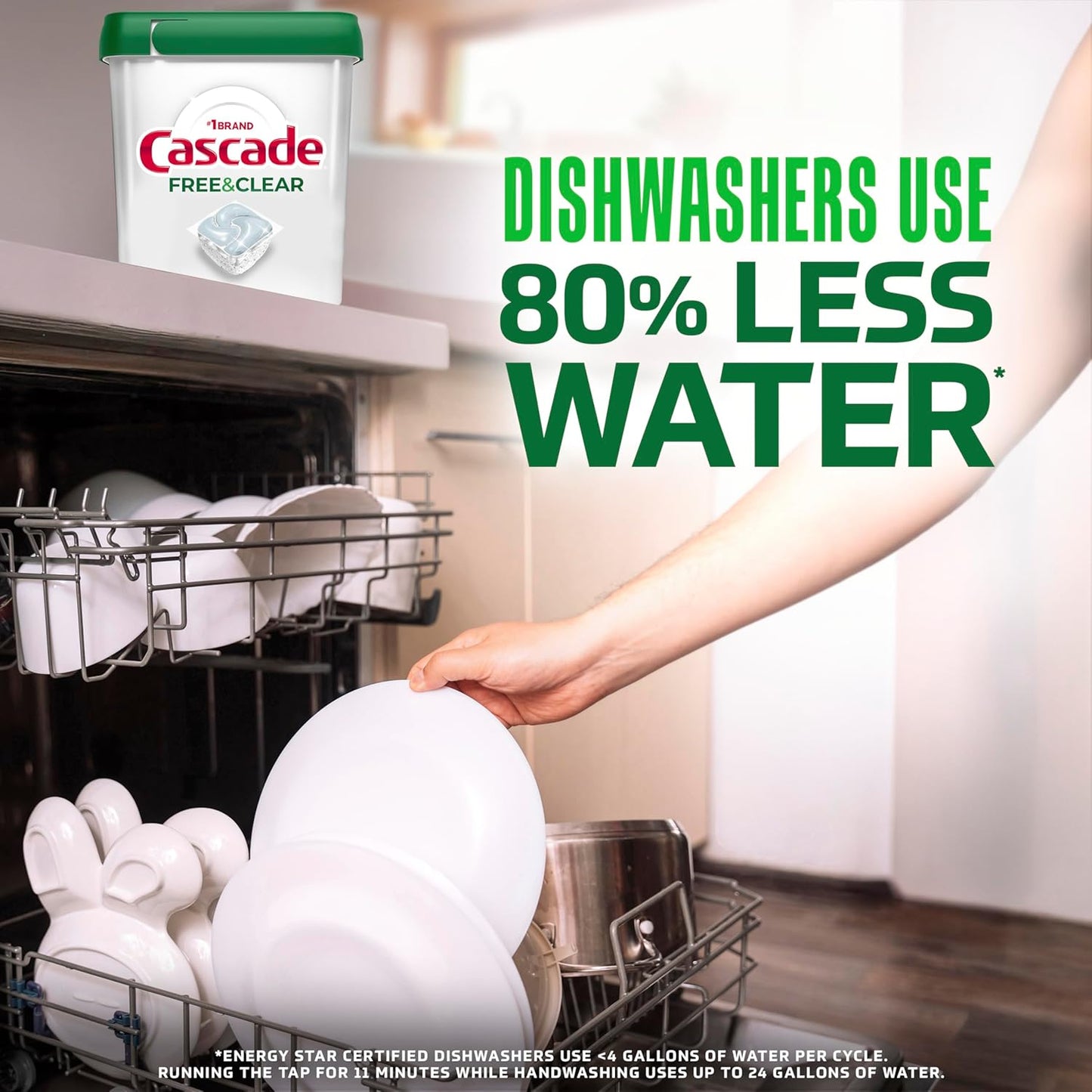 Cascade Free & Clear Dishwasher Detergent – Intentional Home Clean, One-Step No-Prewash Pods 47ct Two-Pack