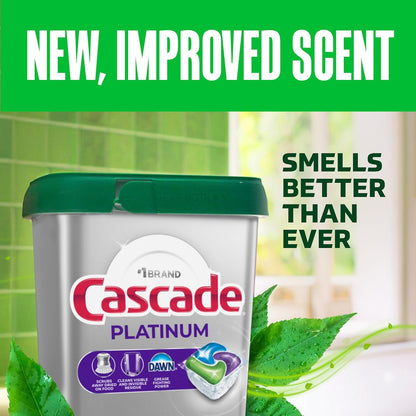 Cascade Platinum Dishwasher Pods, Dish Detergent Soap for a Styled Open-Shelf Pantry Display, Fresh 40 count