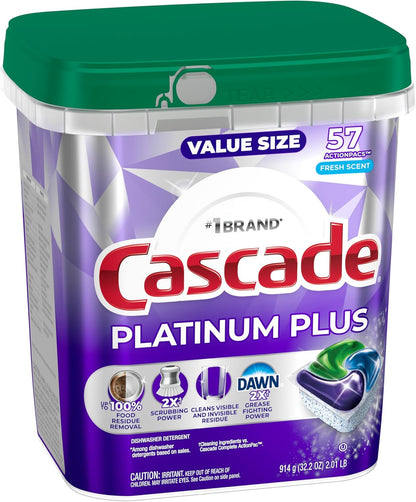 Cascade Platinum Plus Dishwasher Pods for Entertainers and Hosts, Powers Through Post-Party Grease