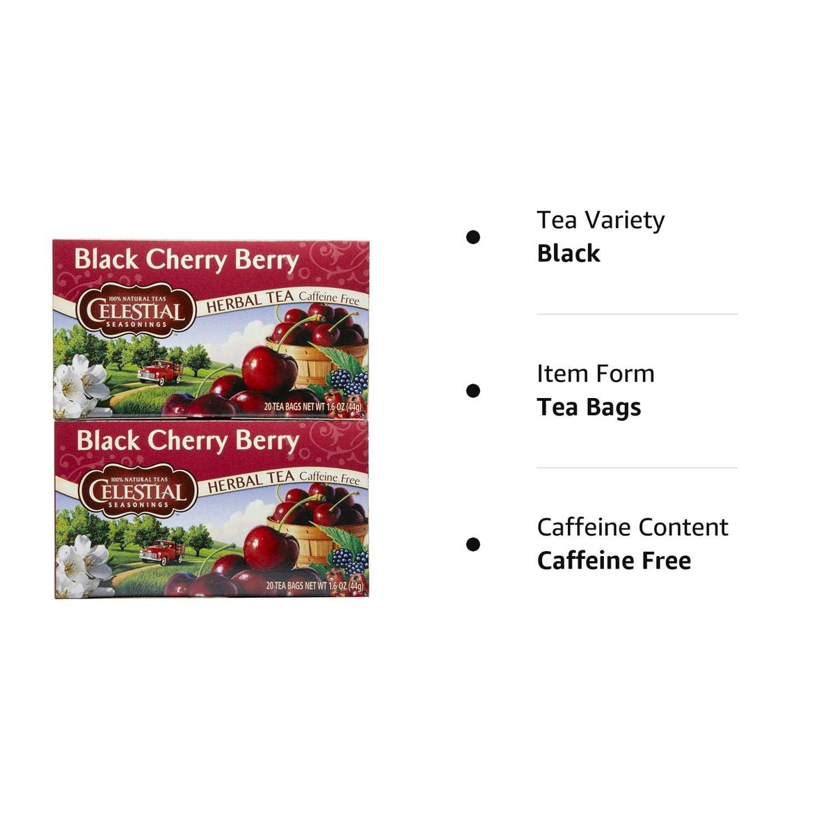 Celestial Seasonings Black Cherry Berry Herbal Tea – Relaxing Birthday Gift for Mom and Tea Lovers, 20 Count