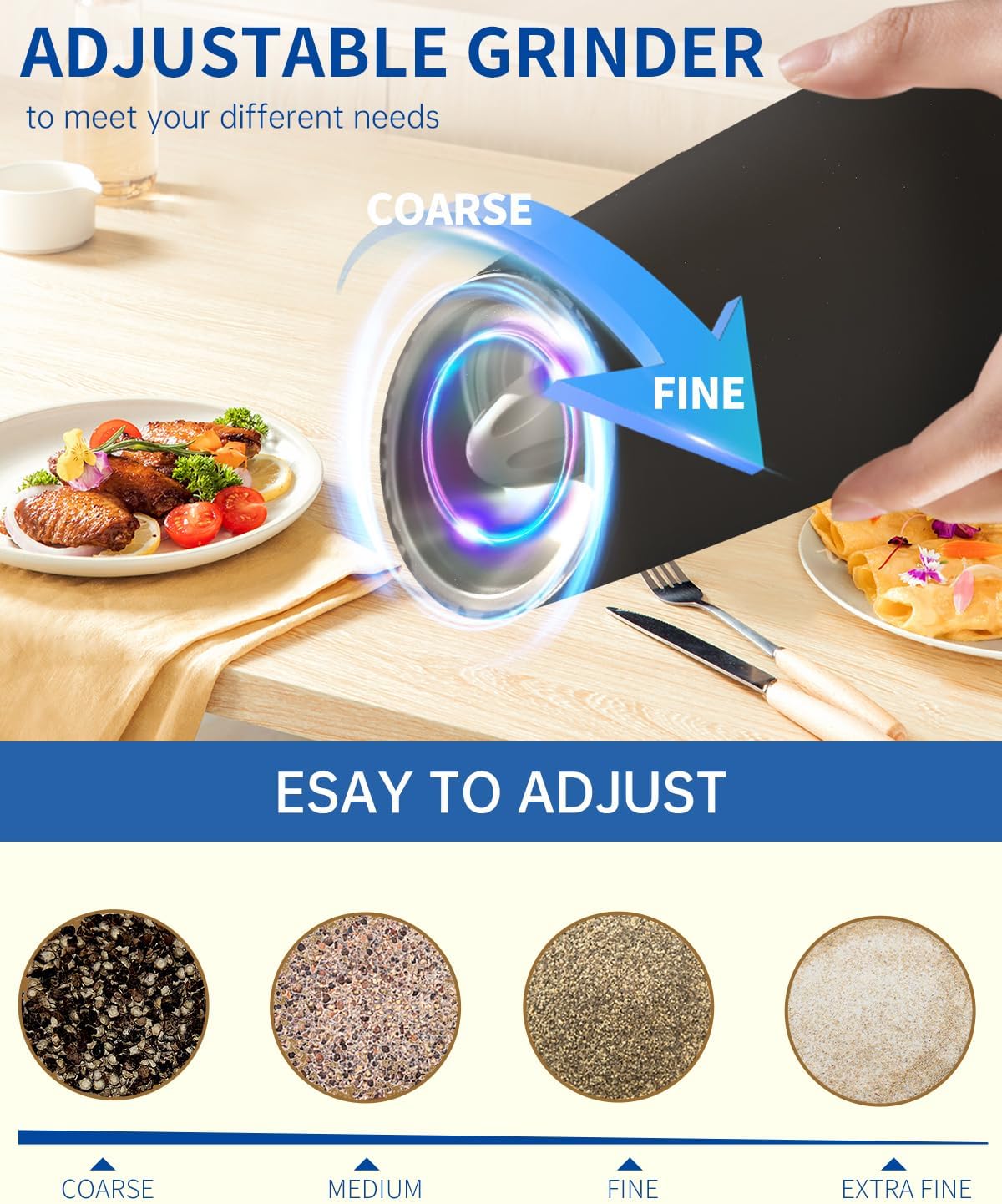 ceramic adjustable grinding core with variable coarseness