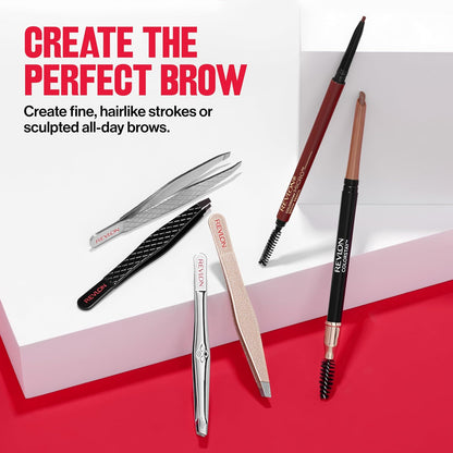 Revlon Expert Slant Tip Tweezer – Neutral Black Finish for Clean Aesthetic, Precision Plucker