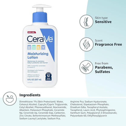 CeraVe Baby Lotion – Hypoallergenic Formula Free from Dyes & Phthalates