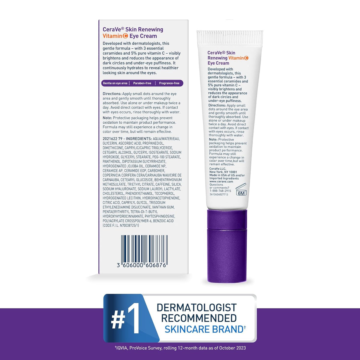 CeraVe Skin Renewing Vitamin C Eye Cream – Allergy-Tested, Fragrance-Free Eye Cream for Contact Lens Wearers