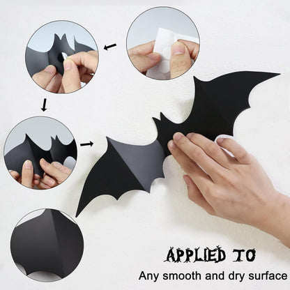 CESOF Halloween Party Outdoor Bats – Waterproof 3D PVC 70-Pack for Porch Columns, Yard Trees & Trick-or-Treat Doorway