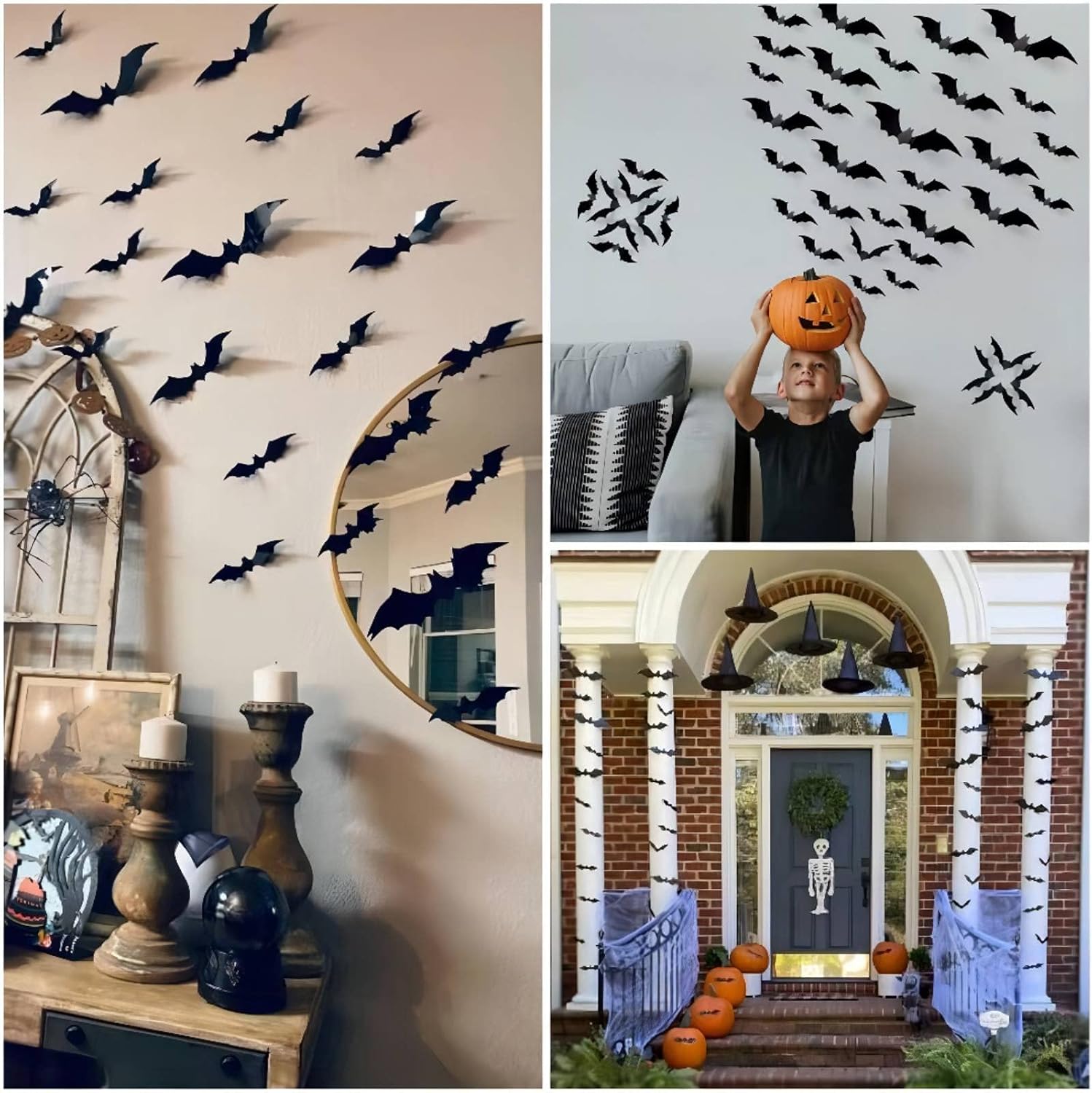 CESOF Halloween Party Outdoor Bats – Waterproof 3D PVC 70-Pack for Porch Columns, Yard Trees & Trick-or-Treat Doorway