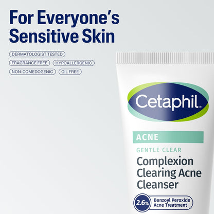 Cetaphil Gentle Clear 2.6% Benzoyl Peroxide Wash – Gentle Acne Care for Teenagers and Young Adults