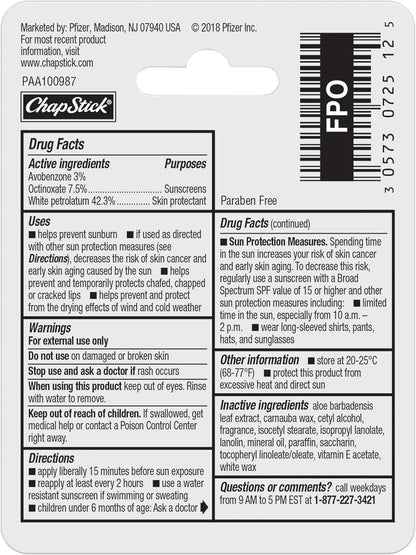 ChapStick Moisturizer Original Lip Balm – Bulk Household Pack for Kids' Rooms, Nursery Vanities and Dad's Work Locker, 12 Pack